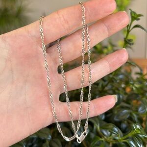 Sterling Silver Twisted Link Chain Necklace